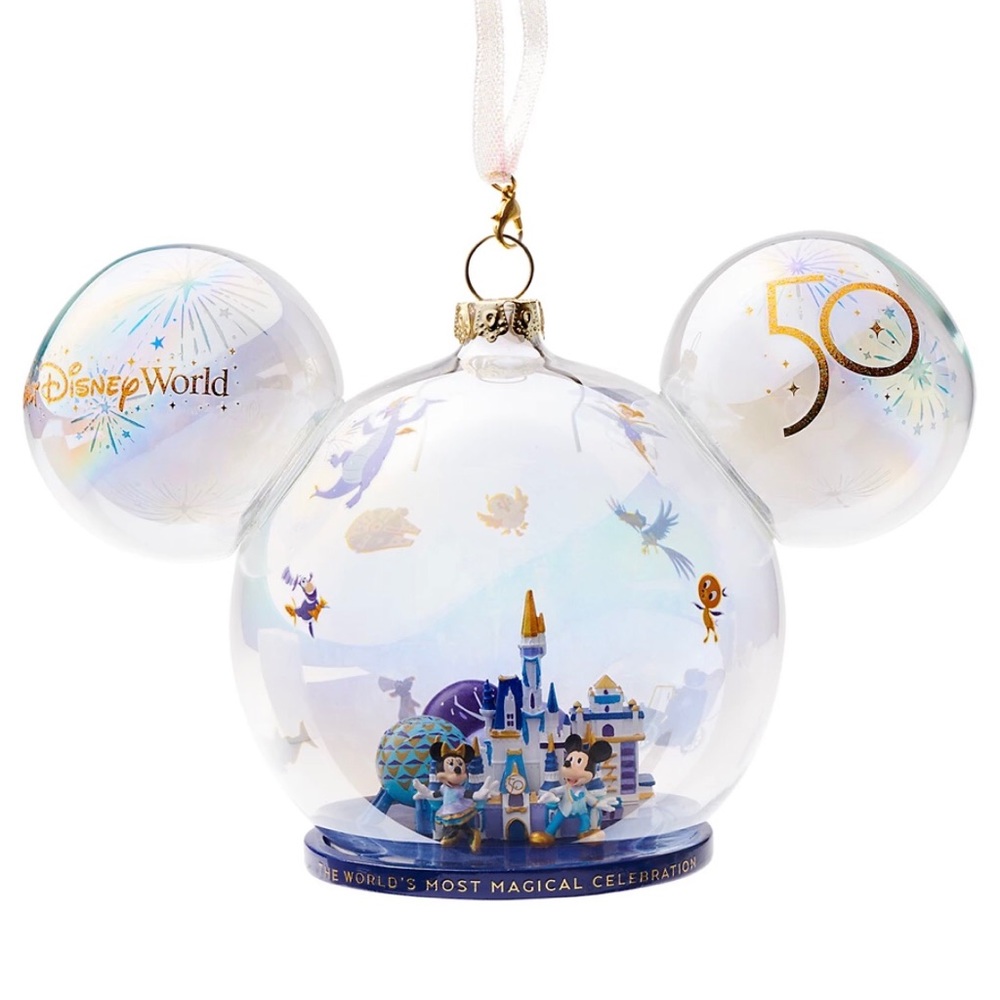 ✨NEW✨ Disney 50th Anniversary All 4 Parks Mickey Ears Ornament 2021